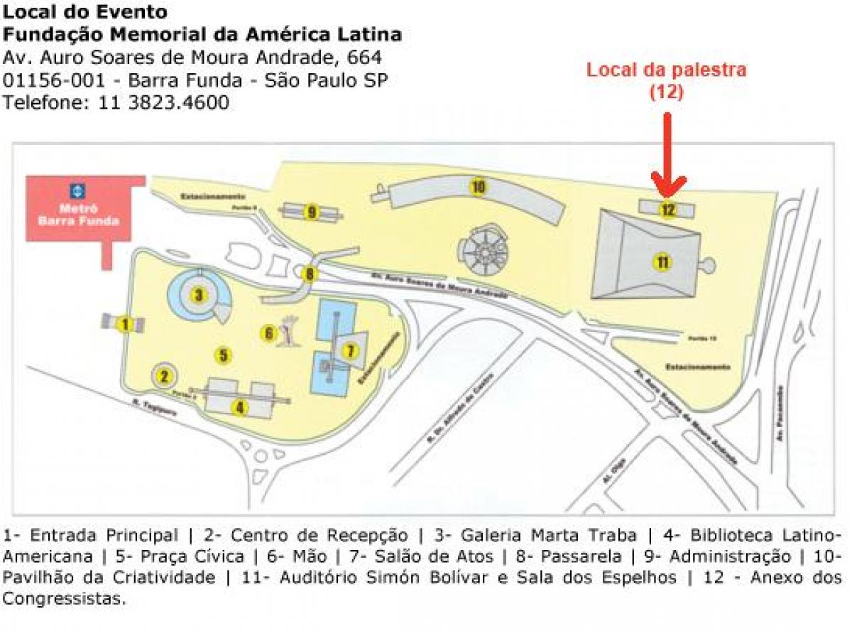 Kartta latinalaisen Amerikan Memorial São Paulo