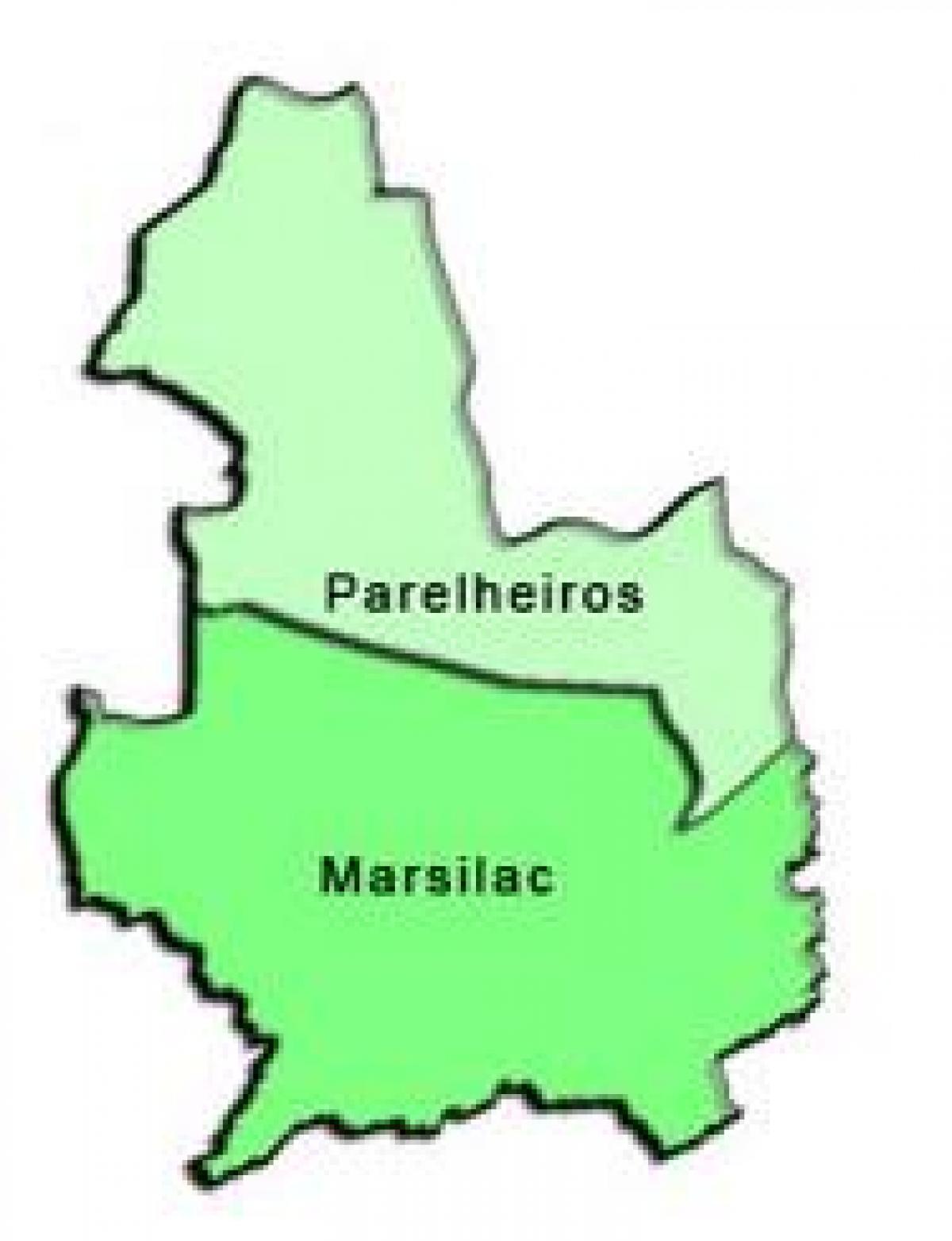Kartta Parelheiros sub-prefektuurissa
