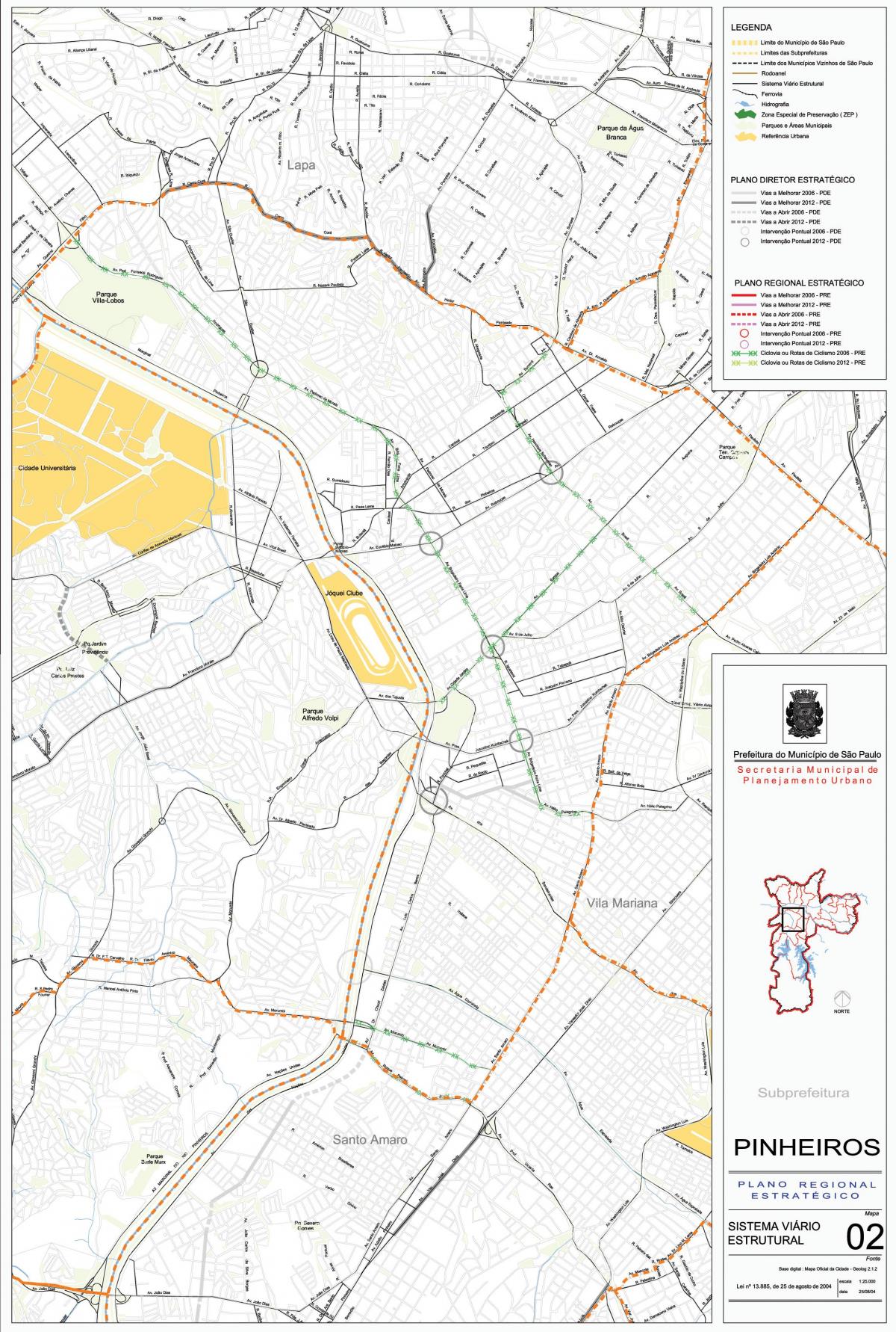 Kartta São Paulo pinheiros-moottoritietä - Tiet