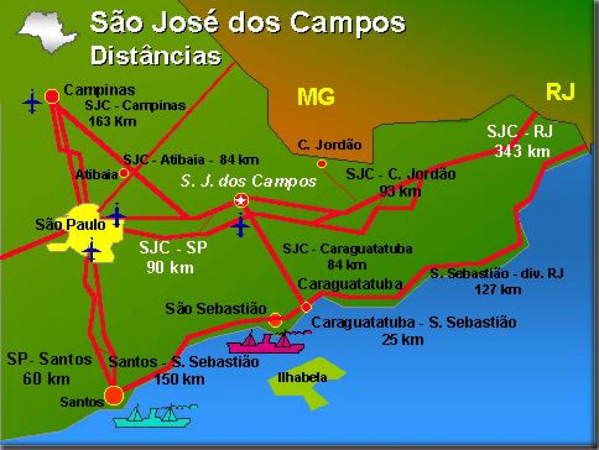 Kartta São José dos Campos lentokentälle