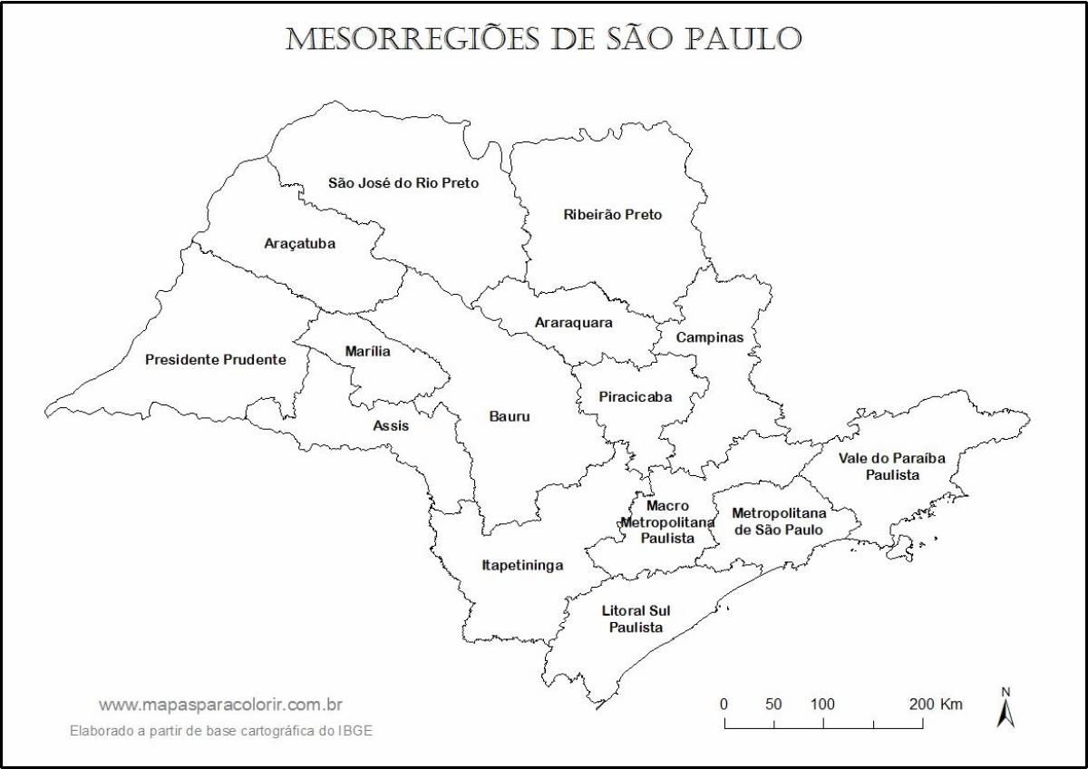 Kartta São Paulo neitsyt - alueiden nimet