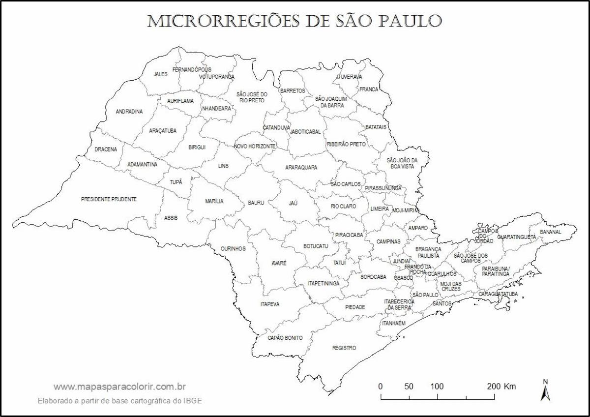 Kartta São Paulo neitsyt - mikro-alueilla