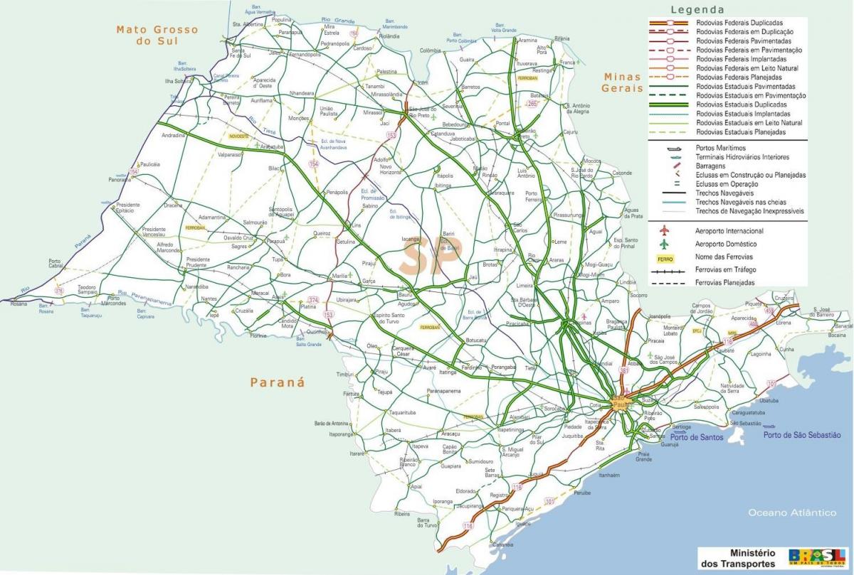 Kartta São Paulo valtatiet