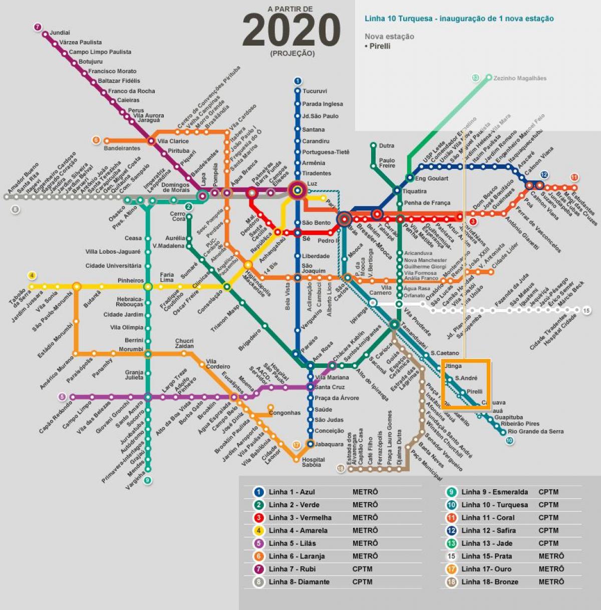 Kartta São Paulo-verkkoon metro