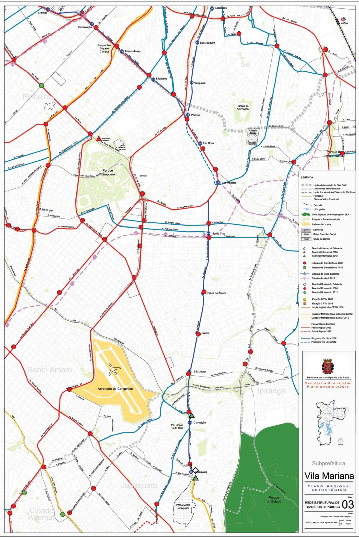 Kartta Vila Mariana, São Paulo - Julkinen liikenne