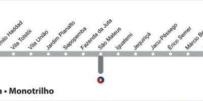 Kartta São Paulo monorail - Linja 15 - Hopea