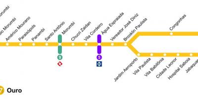 Kartta São Paulo monorail - Linja 17 - Kultaa