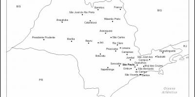 Kartta São Paulo neitsyt - tärkeimmät kaupungit