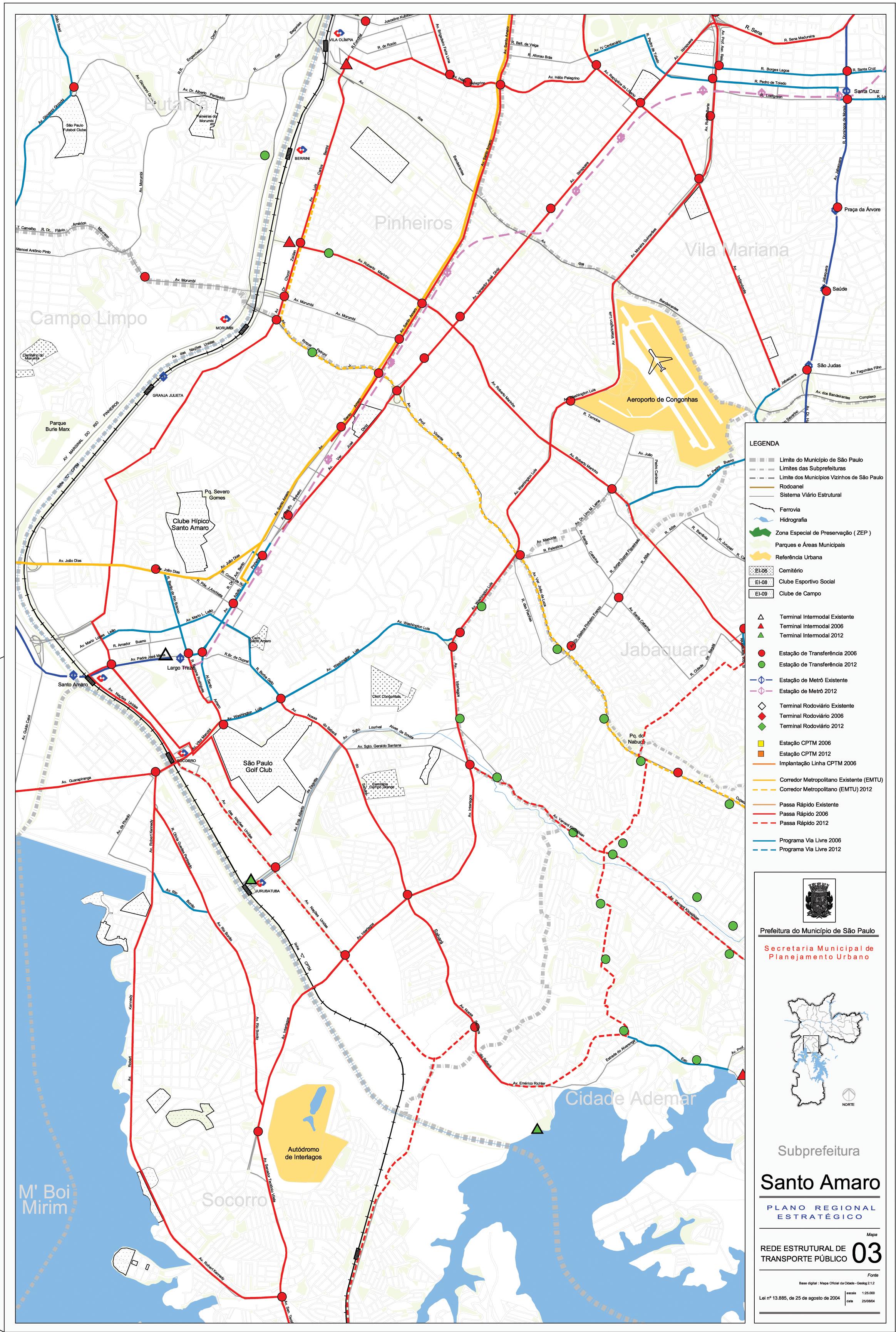 Santo Amaro São Paulo - Julkinen liikenne kartta - Kartta Santo Amaro São  Paulo - Julkinen liikenne (Brasilia)