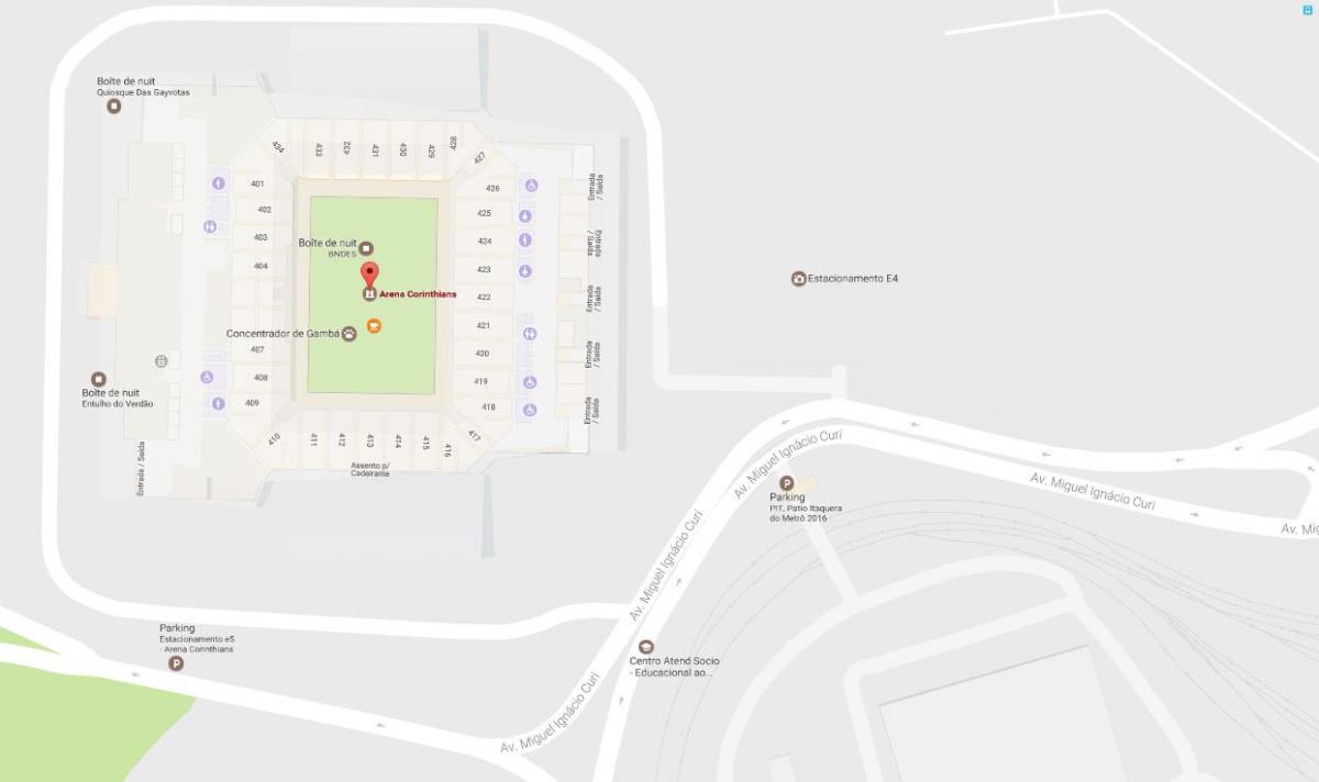 Kartta Arena Corinthians - Yhteys