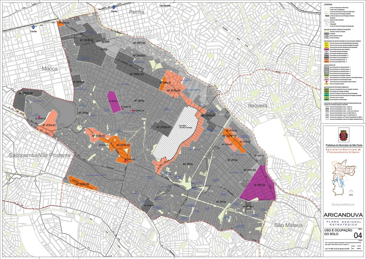 Kartta Aricanduva-Vila Formosa São Paulo - Ammatti maaperän
