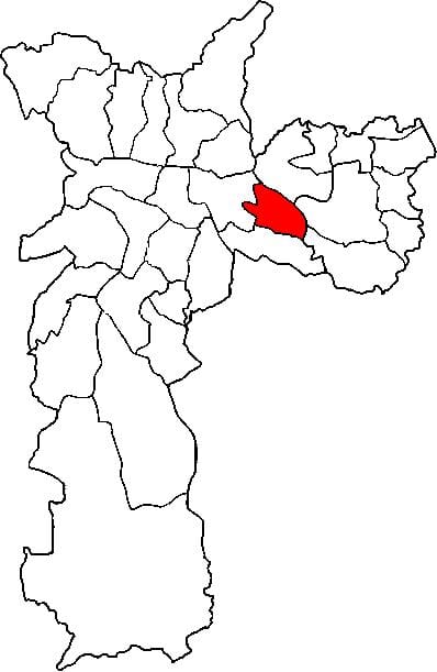 Kartta Aricanduva-Vila Formosa sub-prefektuurissa São Paulo