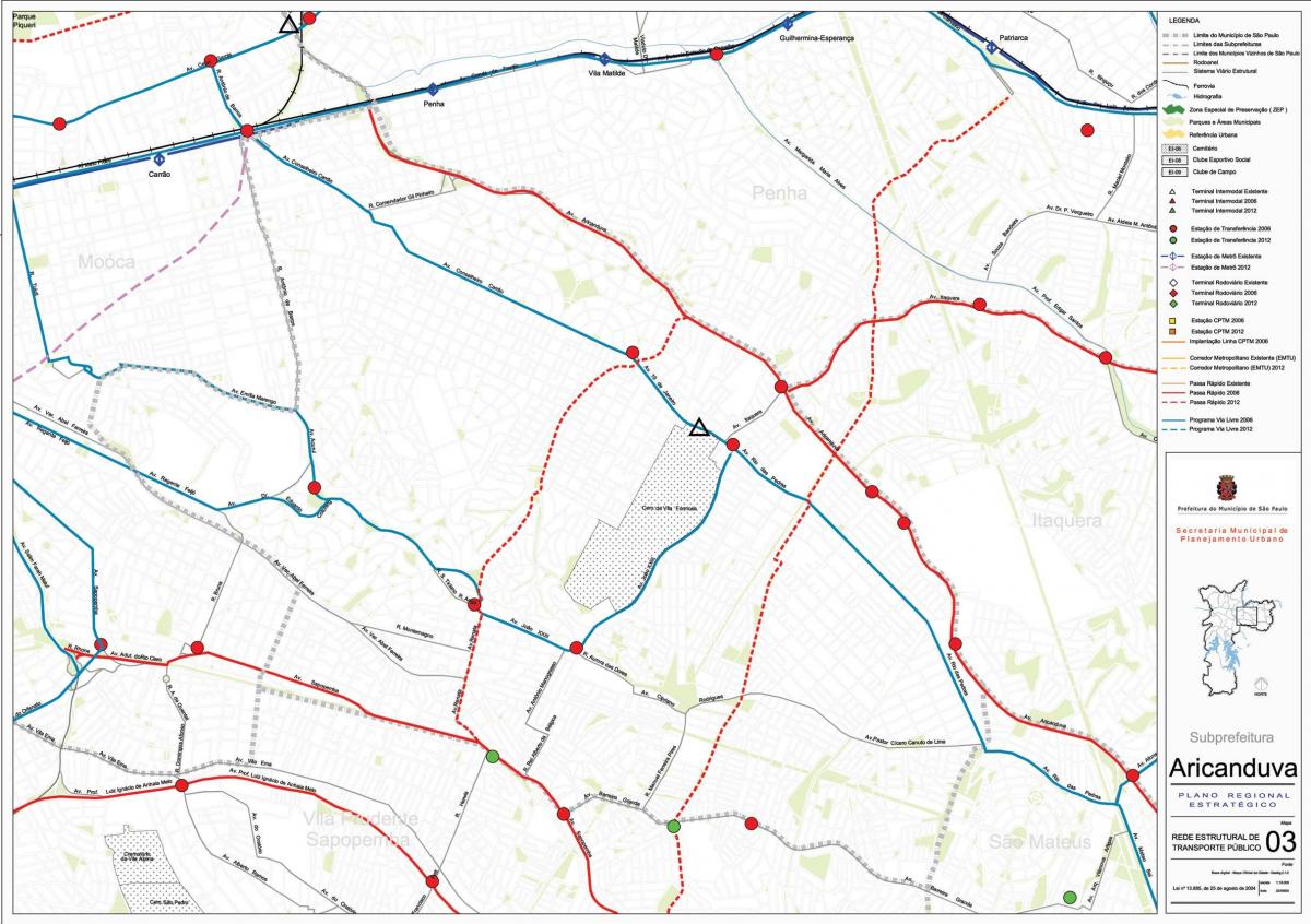 Kartta Aricanduva-Vila Formosa São Paulo - Julkinen liikenne