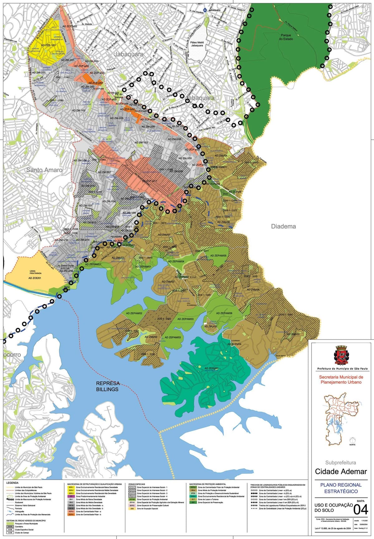 Kartta Cidade rauhoitu. - haloo São Paulo - Ammatti maaperän