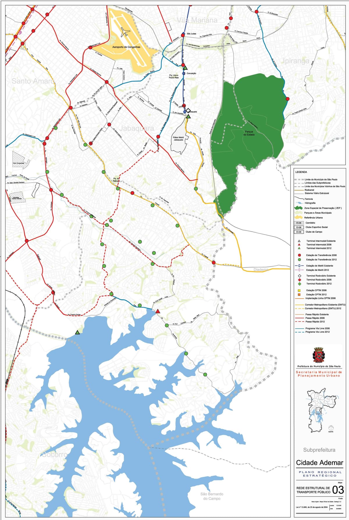 Kartta Cidade rauhoitu. - haloo São Paulo - Julkinen liikenne