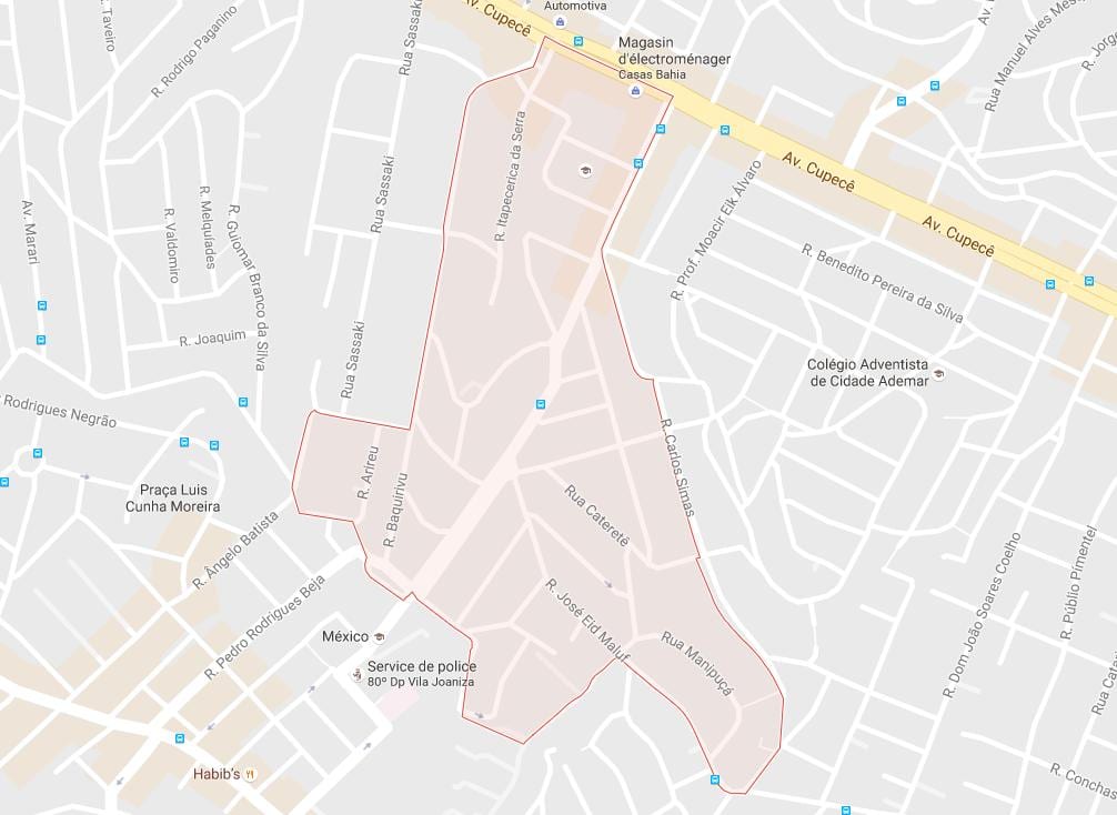 Kartta Cidade rauhoitu. - haloo São Paulo
