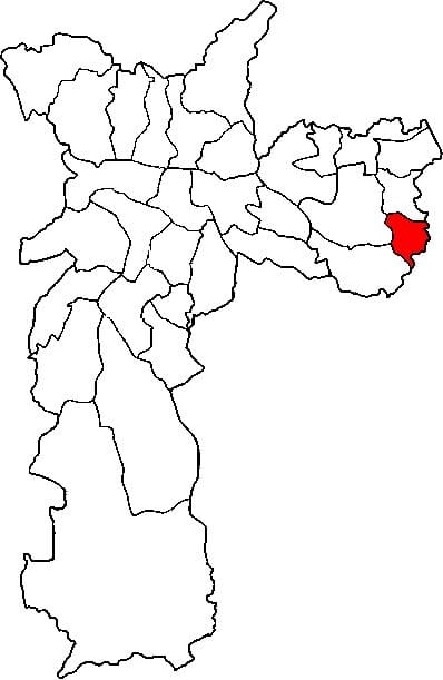 Kartta Cidade Tiradentes-sub-prefektuurissa São Paulo