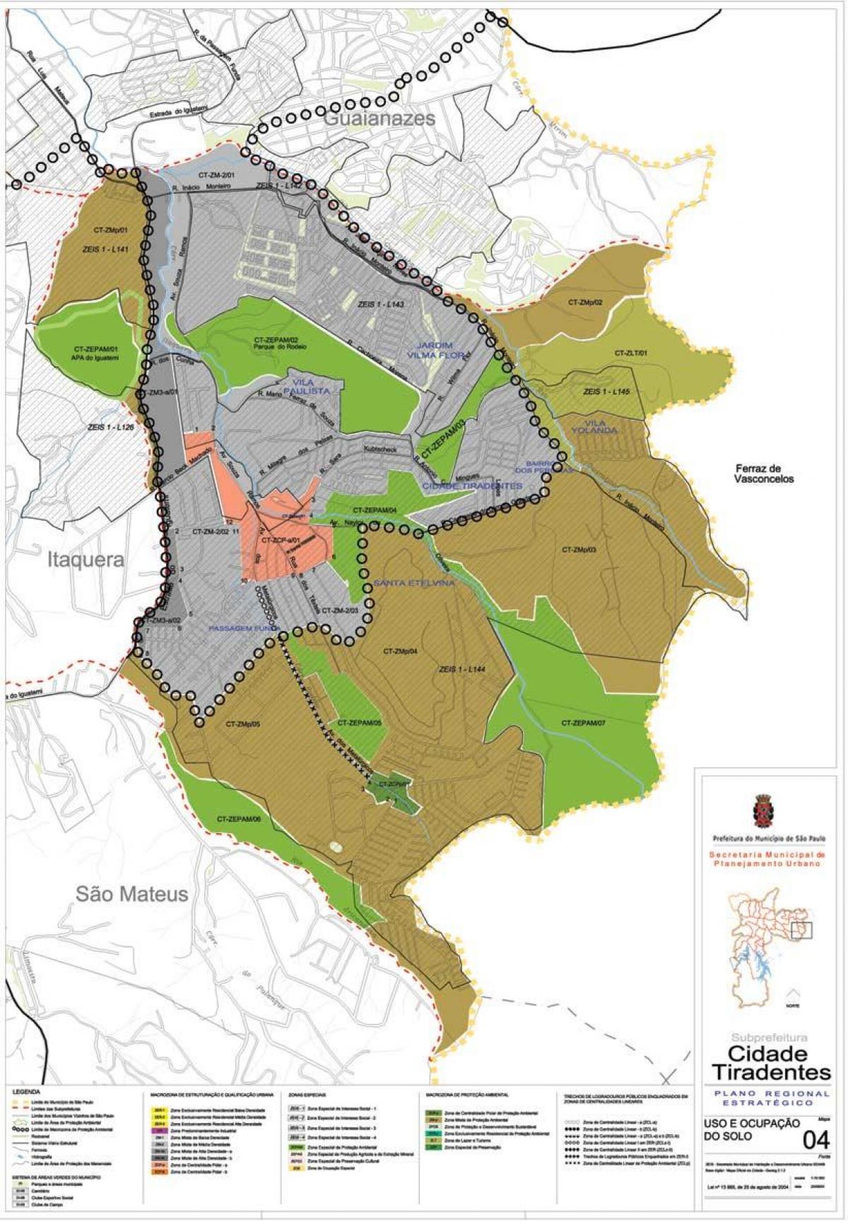 Kartta Cidade Tiradentes São Paulo - Ammatti maaperän