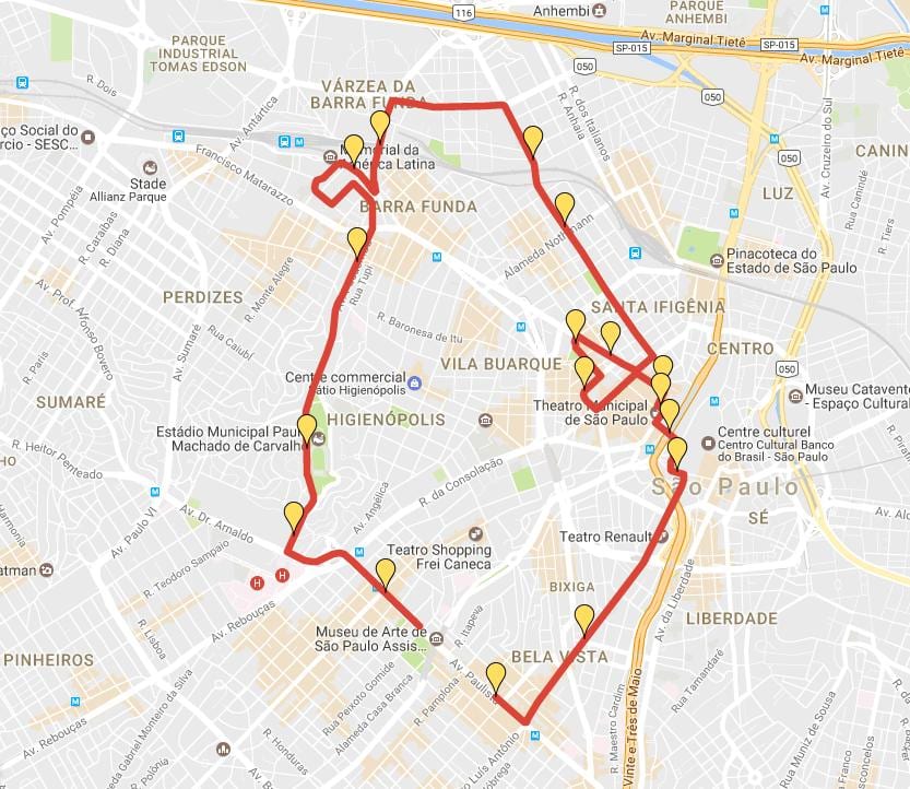 Kartta Corrida Kansainvälisen São Silvestre