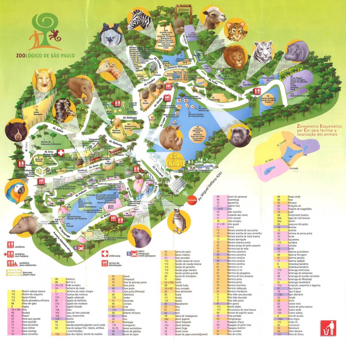 Kartta eläintieteellinen puisto São Paulo