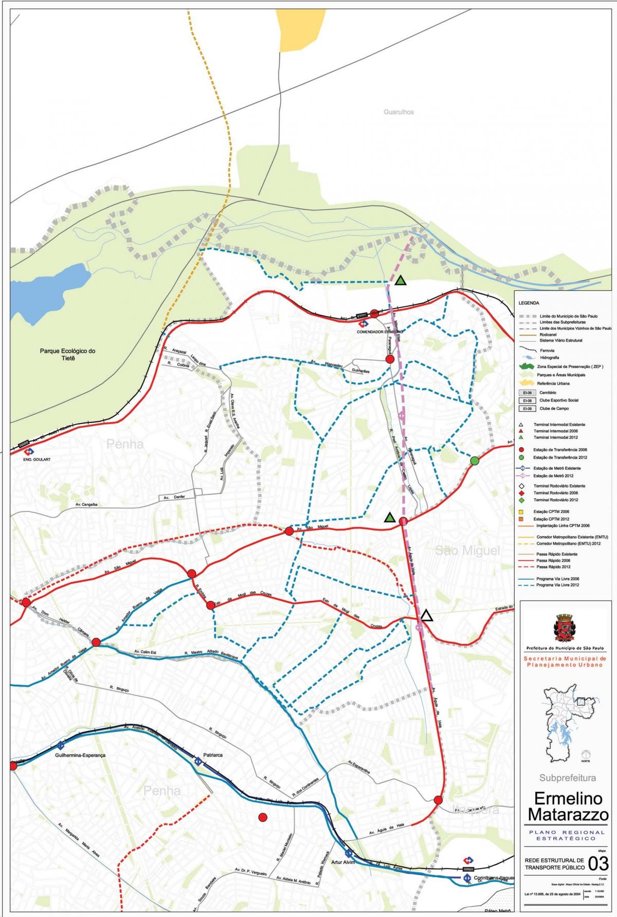 Kartta Ermelino Matarazzo São Paulo - Julkinen liikenne