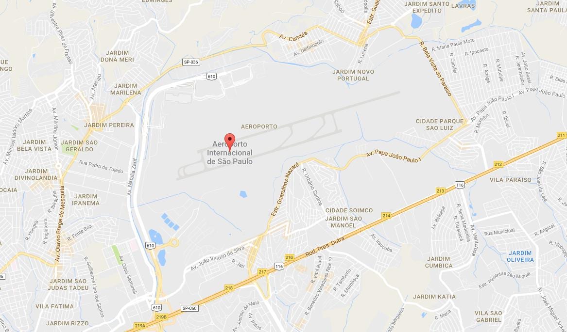 Kartta Guarulhos lentokenttä