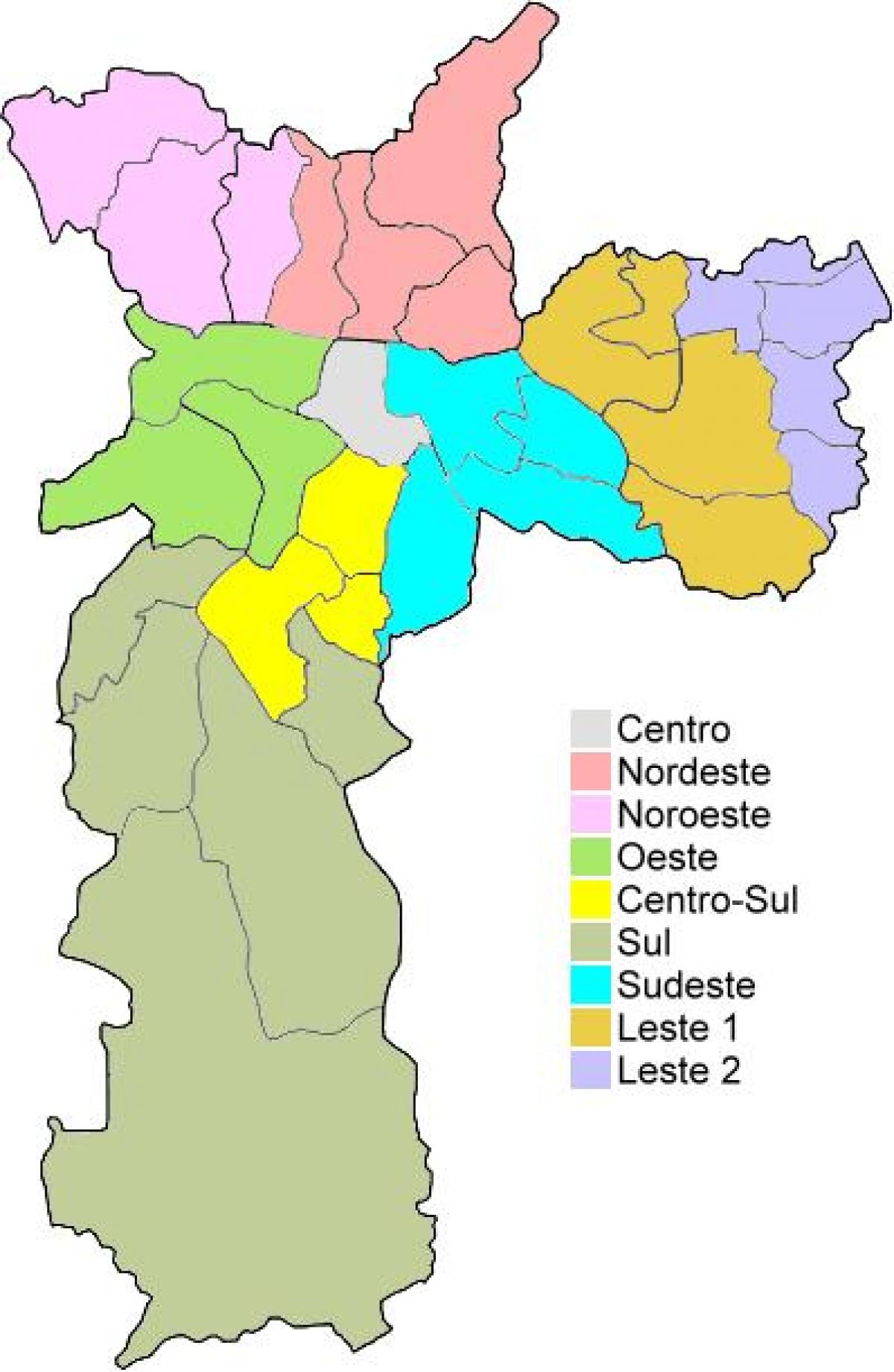 Kartta hallinnolliset alueet kohteessa São Paulo