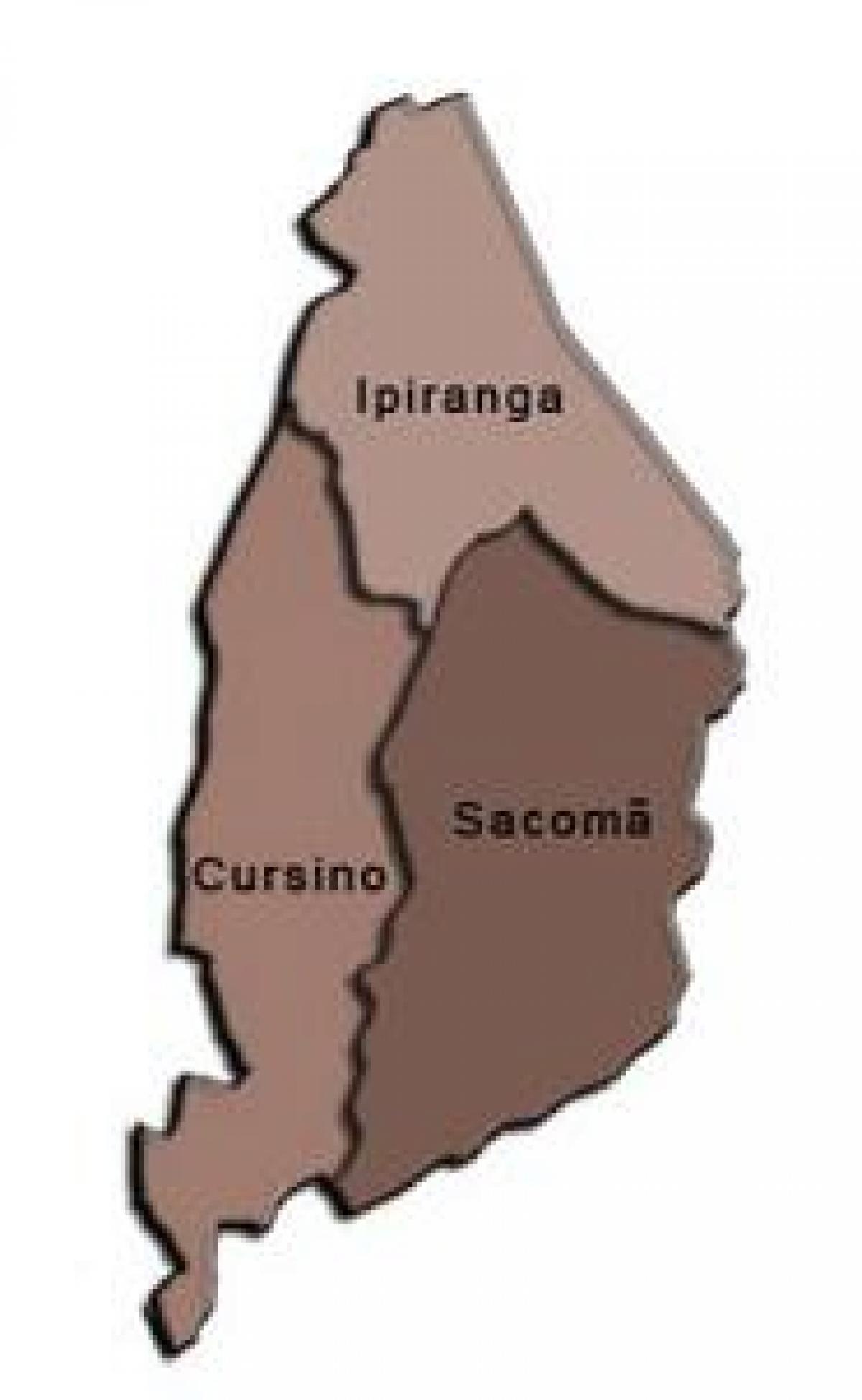 Kartta Ipiranga sub-prefektuurissa