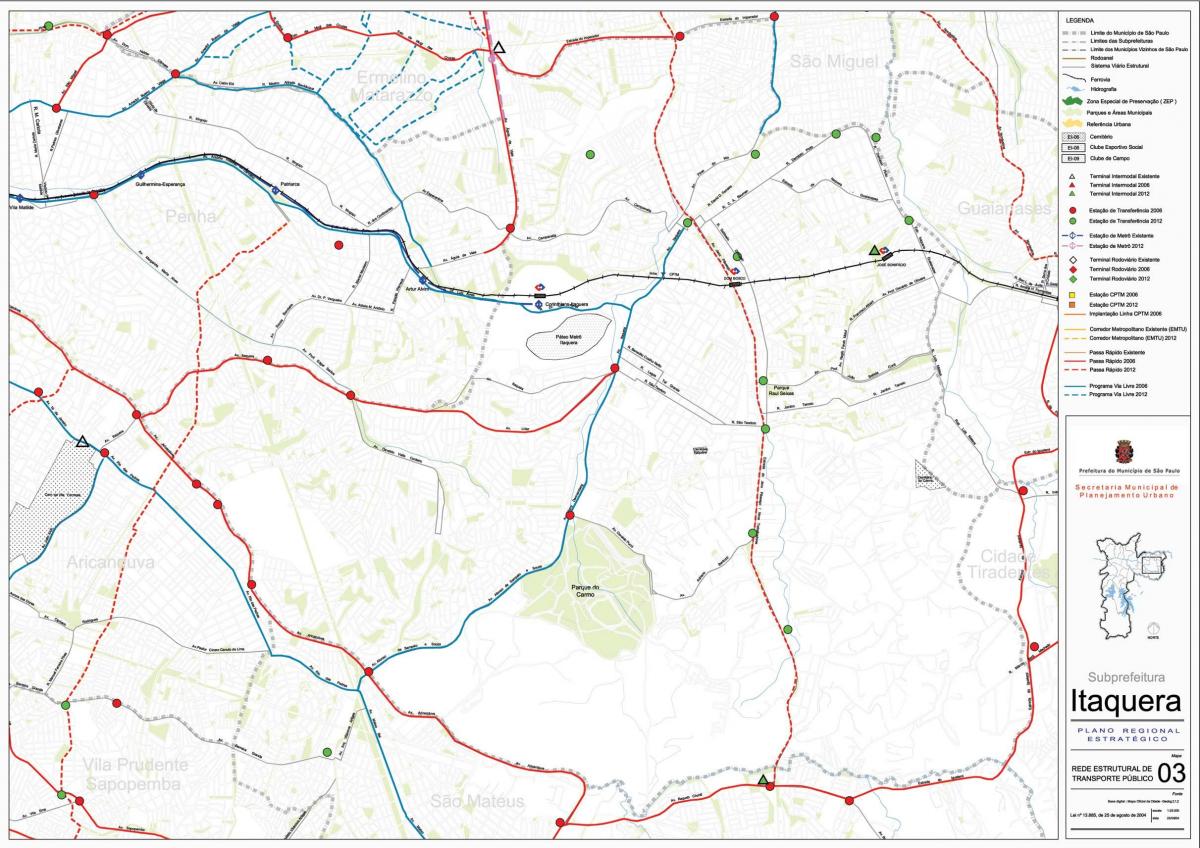 Kartta Itaquera São Paulo - Julkinen liikenne