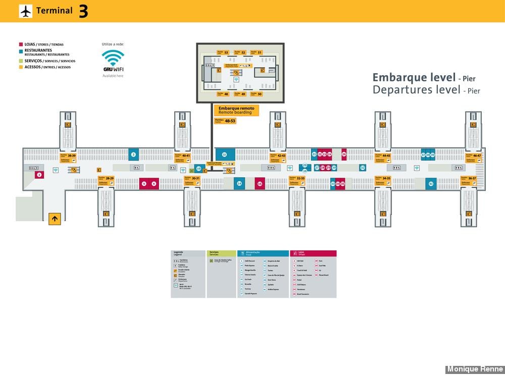 Kartta kansainvälinen lentokenttä São Paulo-Guarulhos - Terminal 3