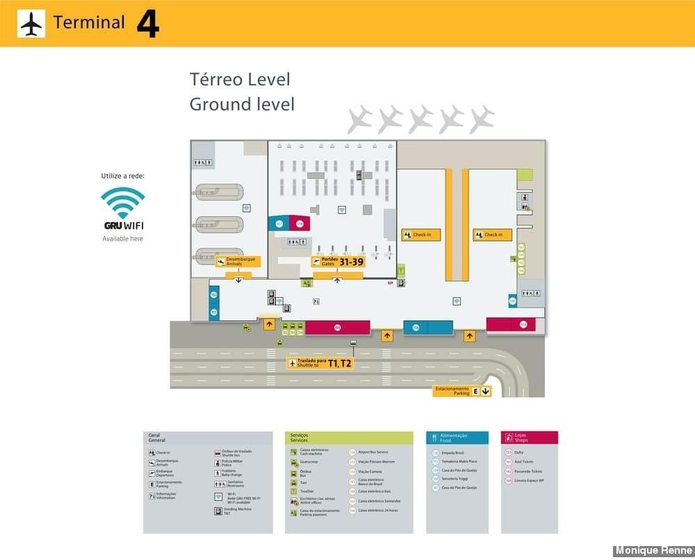 Kartta kansainvälinen lentokenttä São Paulo-Guarulhos - Terminaali 4