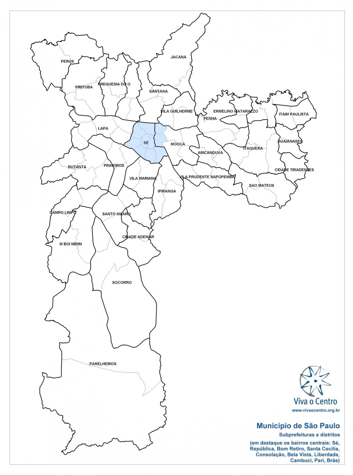 Kartta keskustan alue São Paulo