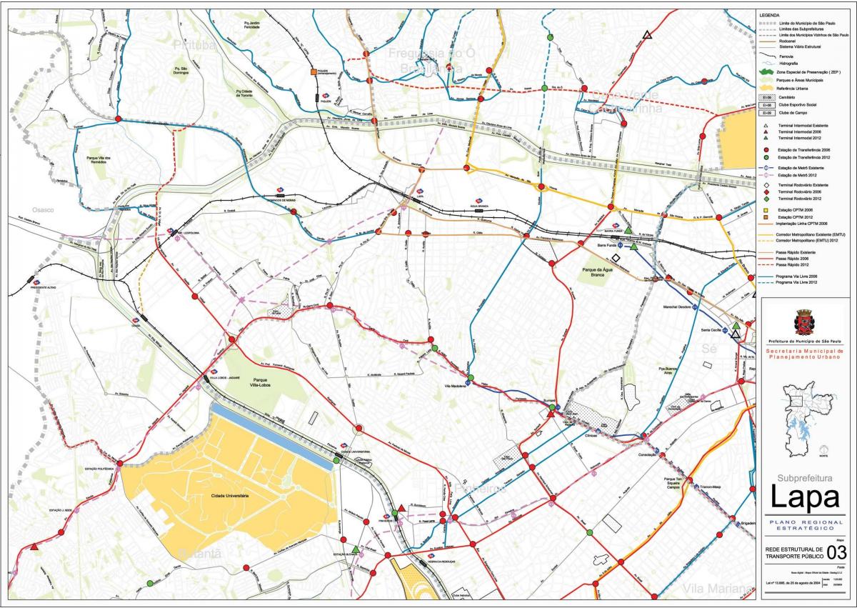 Kartta Lapa, São Paulo - Julkinen liikenne
