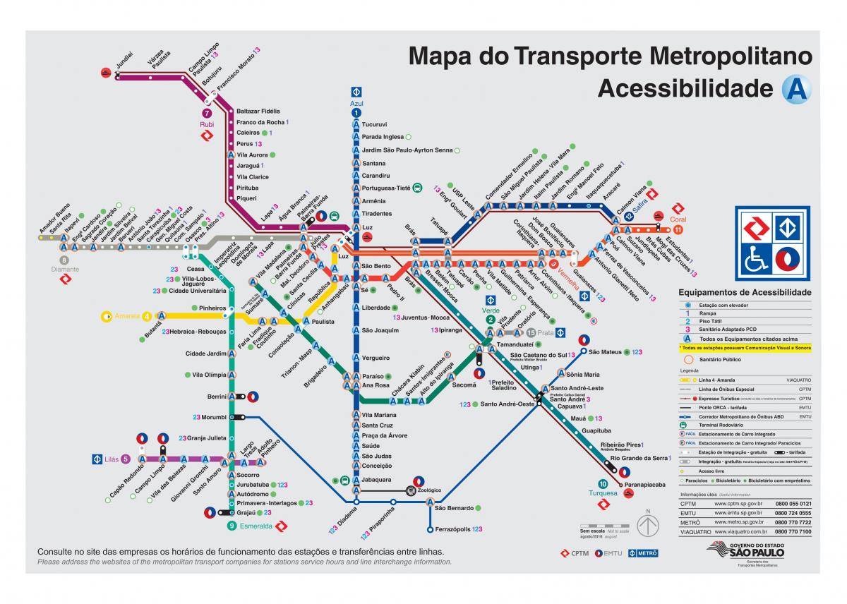 Kartta liikenne-Sao Paulo - vammaisten Pääsyä