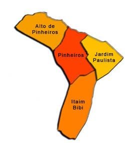 Kartta pinheiros-moottoritietä sub-prefektuurissa