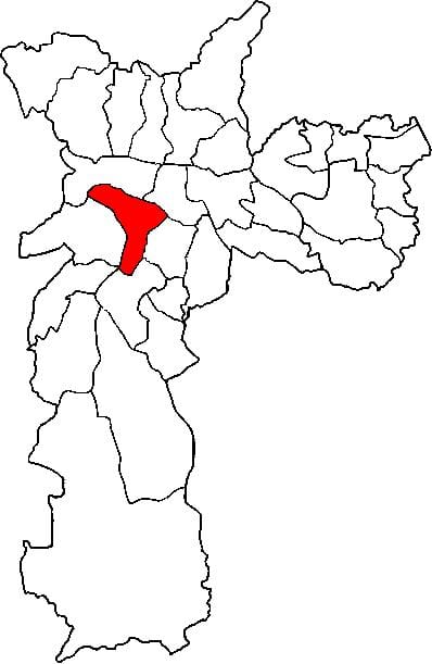 Kartta pinheiros-moottoritietä sub-prefektuurissa São Paulo