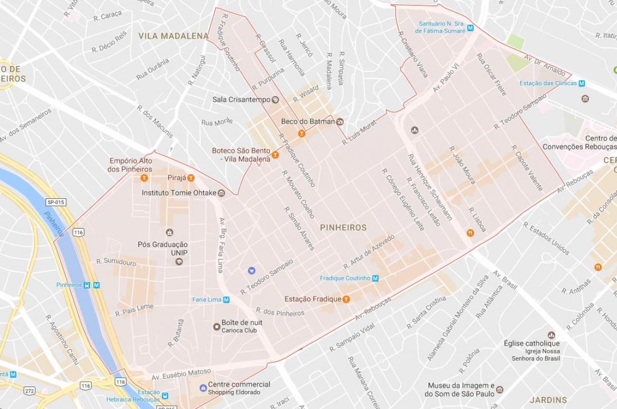 Kartta São Paulo pinheiros-moottoritietä