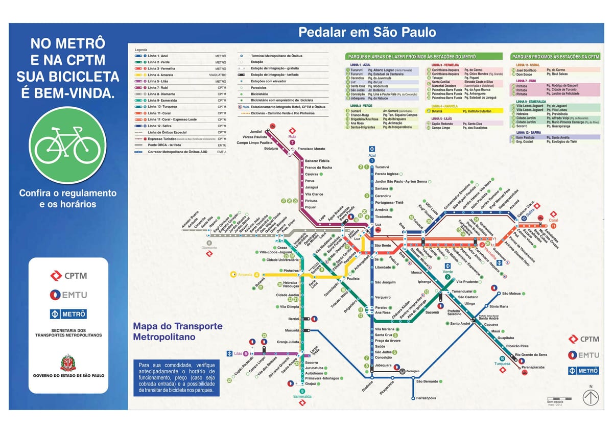 Kartta pyöräily opas São Paulo