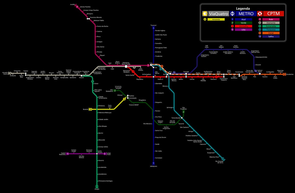 Kartta São Paulo metro, CPTM