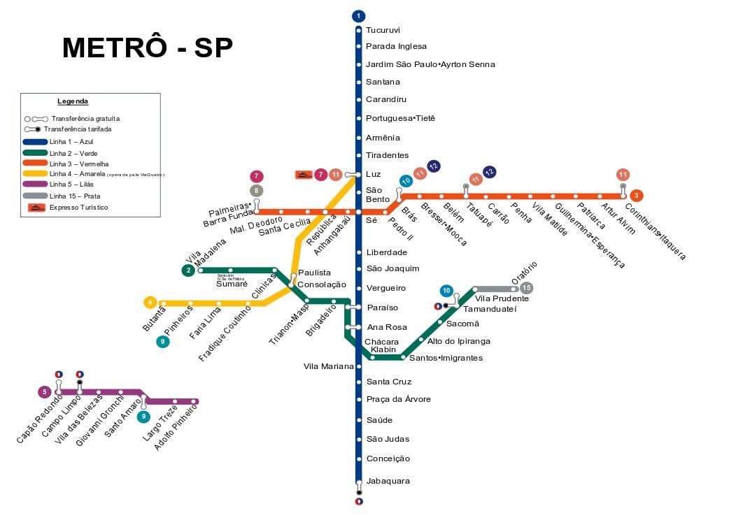 Kartta São Paulo metro
