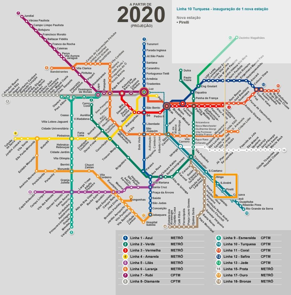 Kartta São Paulo-verkkoon metro