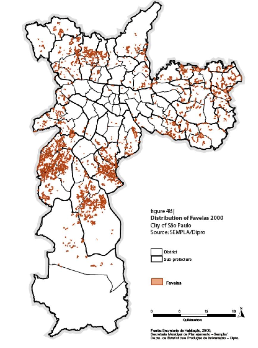 Kartta São Paulon faveloista