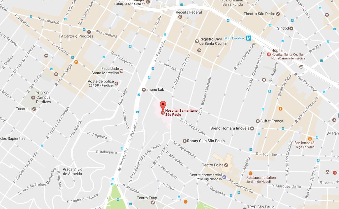 Kartta Samaritano São Paulon sairaala