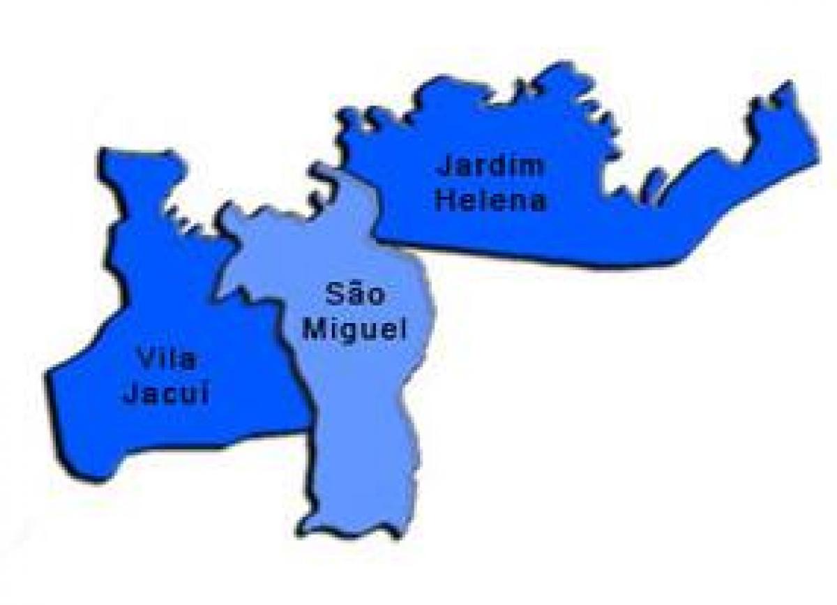 Kartta San Miguel Paulista sub-prefektuurissa