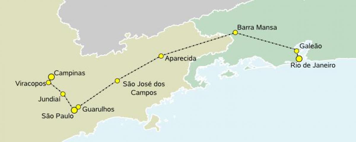 Suurnopeusjuna-São Paulo kartta - Kartta high-speed train São Paulo  (Brasilia)