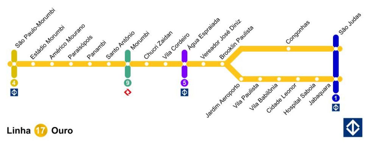 Kartta São Paulo monorail - Linja 17 - Kultaa