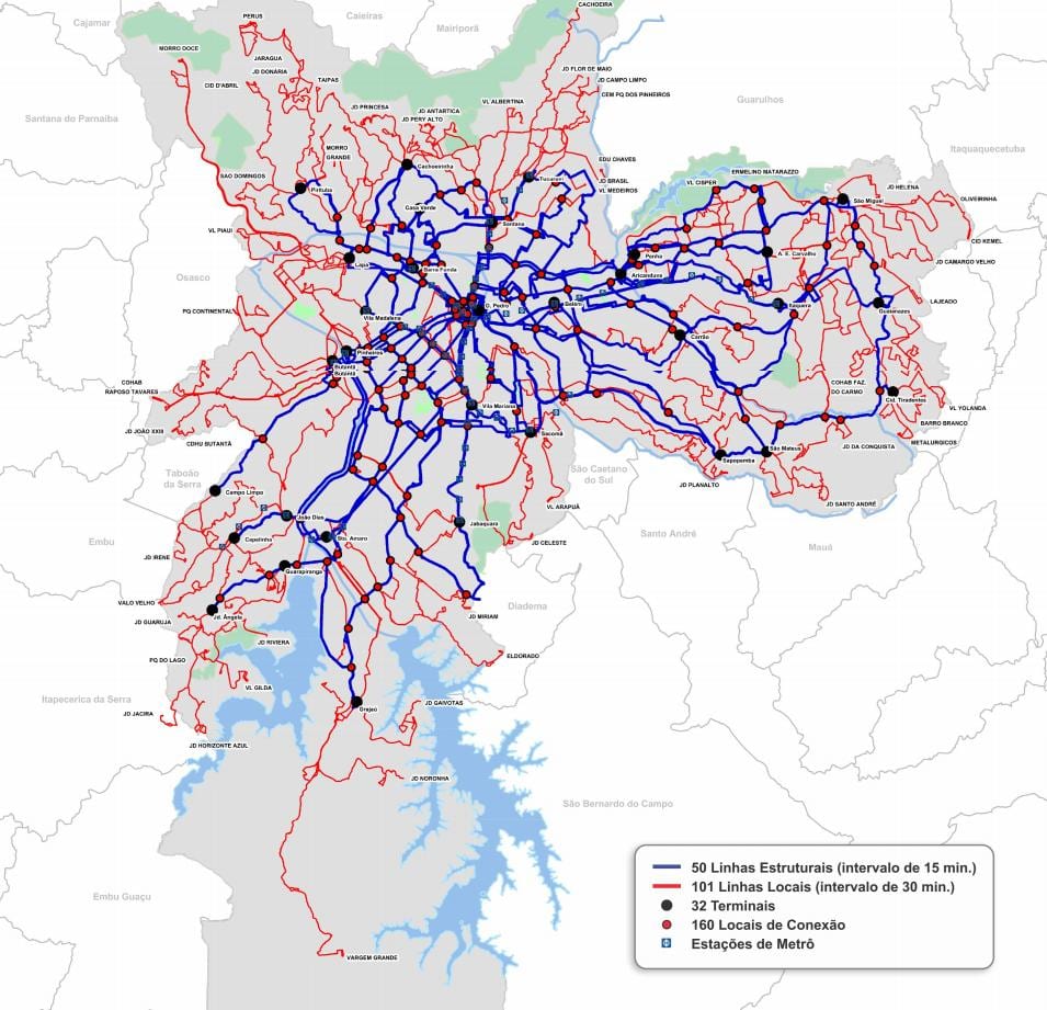 Kartta terminaalit linja-Valtion São Paulo