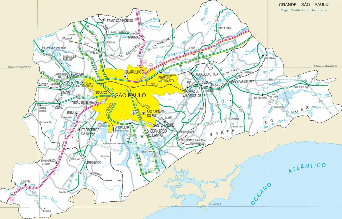 Kartta teiden laitamilla São Paulo