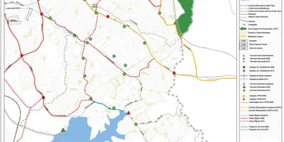 Kartta Cidade rauhoitu. - haloo São Paulo - Julkinen liikenne