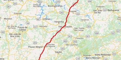 Kartta Fernão Dias valtatie - BR 381